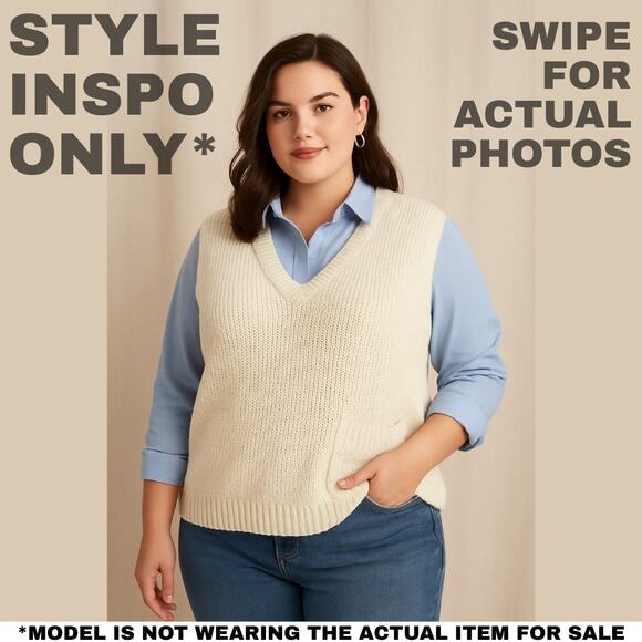 Liz Claiborne Cream Knit Vest, Size L – Casual & Cozy Layering Piece [0306] - Picture 3 of 8